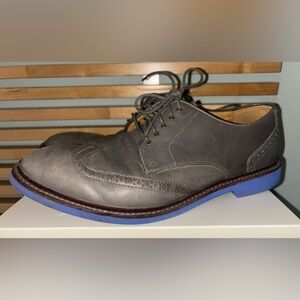 Cole Haan Men's Gray Wingtip Dress Shoes With Blue Soles Size 10.5